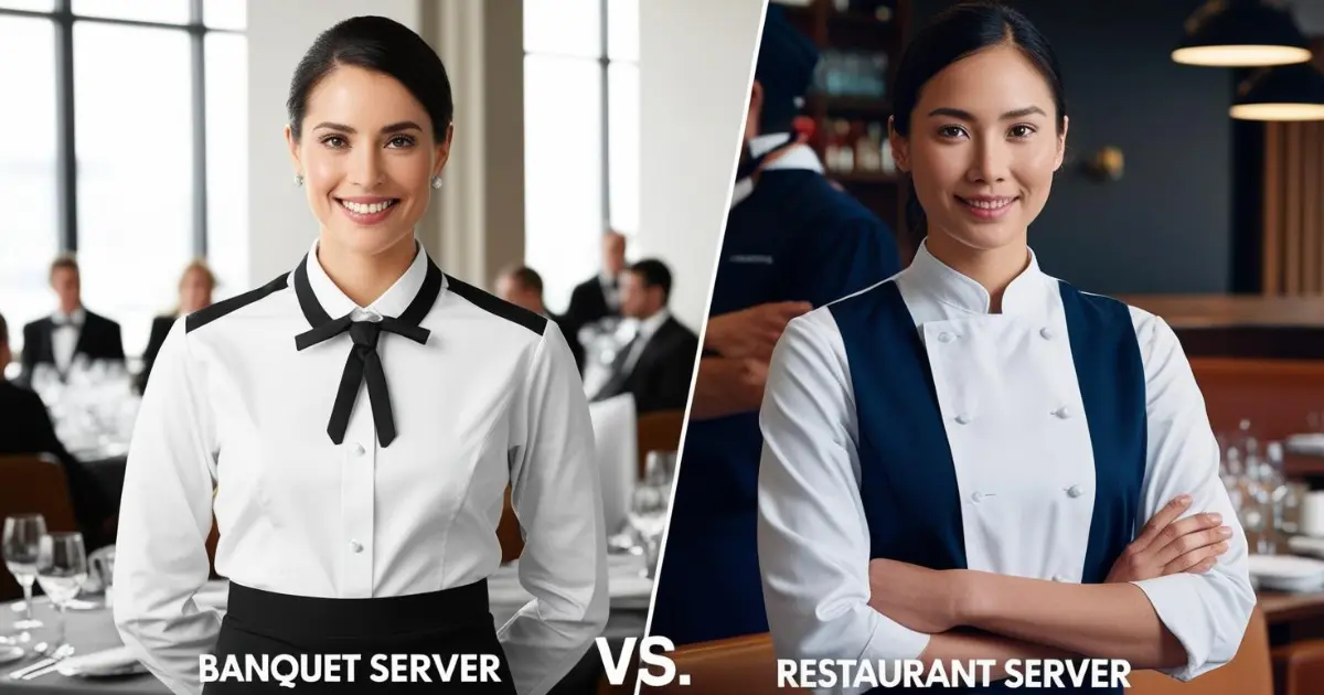 Discover the essential differences between a Banquet Server and a restaurant server. Compare pay, hours, required skills, and daily tasks